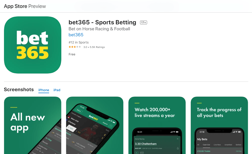 Клиент Bet365 в App Store
